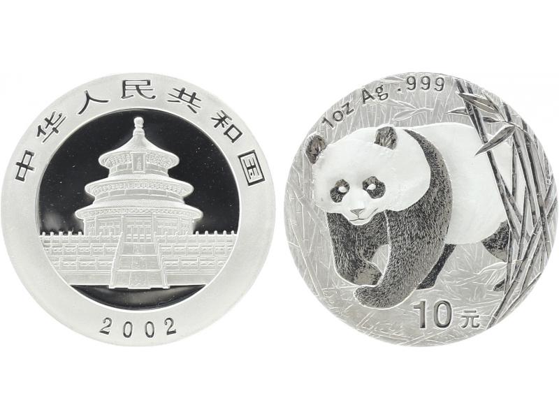 China 10 Yu Panda  2002, 1 oz  Silber China 10 Yu Panda  2002, 1 oz  Silber
