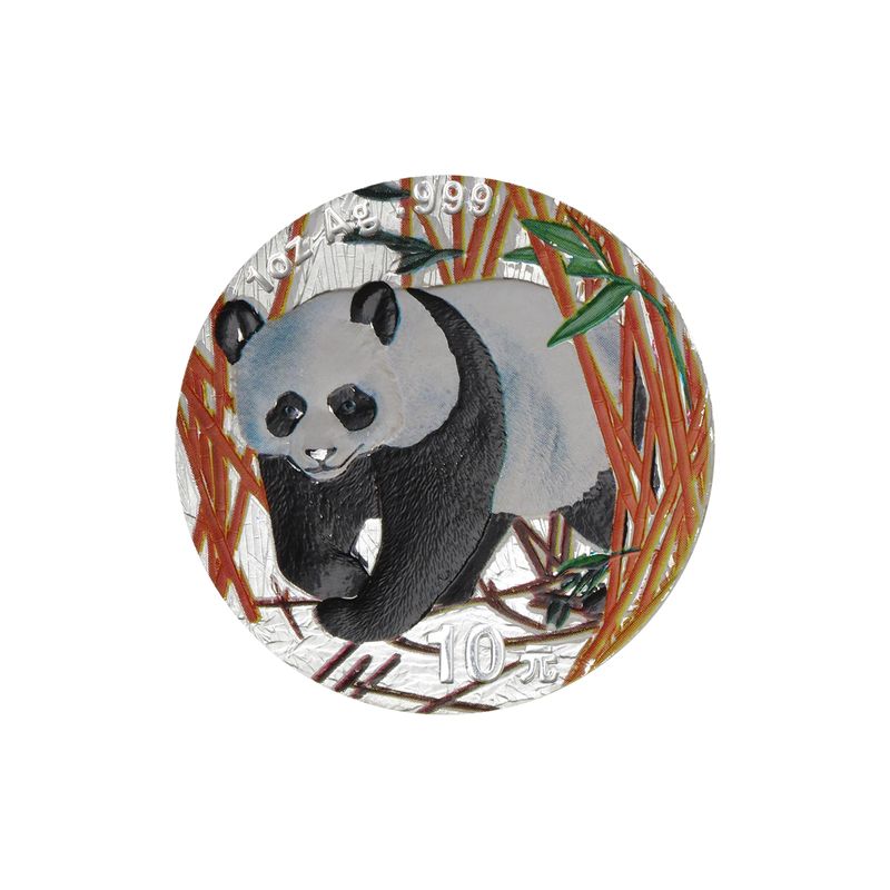 China 10 Yu Panda  2001 coloriert, 1 oz  Silber