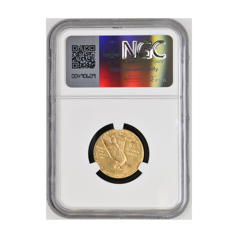 USA 5 Dollars Gold Indian Head 1909 D, Slab NGC MS63