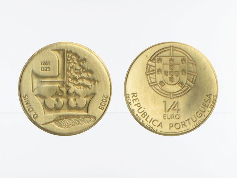 Portugal 1/4 Euro Gold, 2008, D. Denis