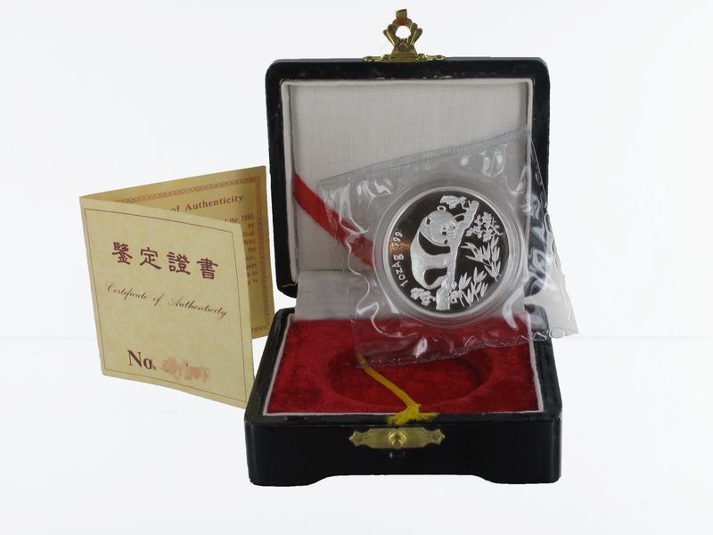 China Panda  1995 München Messe 1 oz  Silber PP