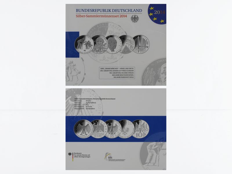 10 € Gedenkmünzenset 2014 (5) Blister kpl. PP