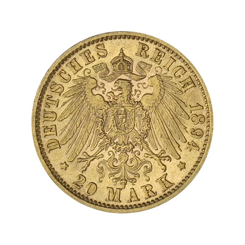 Württemberg, 20 Mark Gold, Wilhelm II., 1894 F , Jg. 296