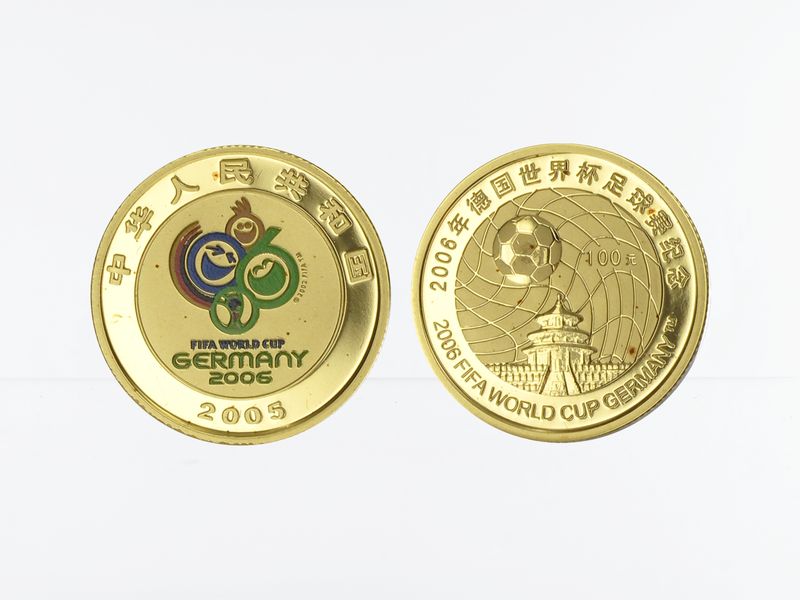 China 100 Yu  2005 gold, Fussball WM 2006, 