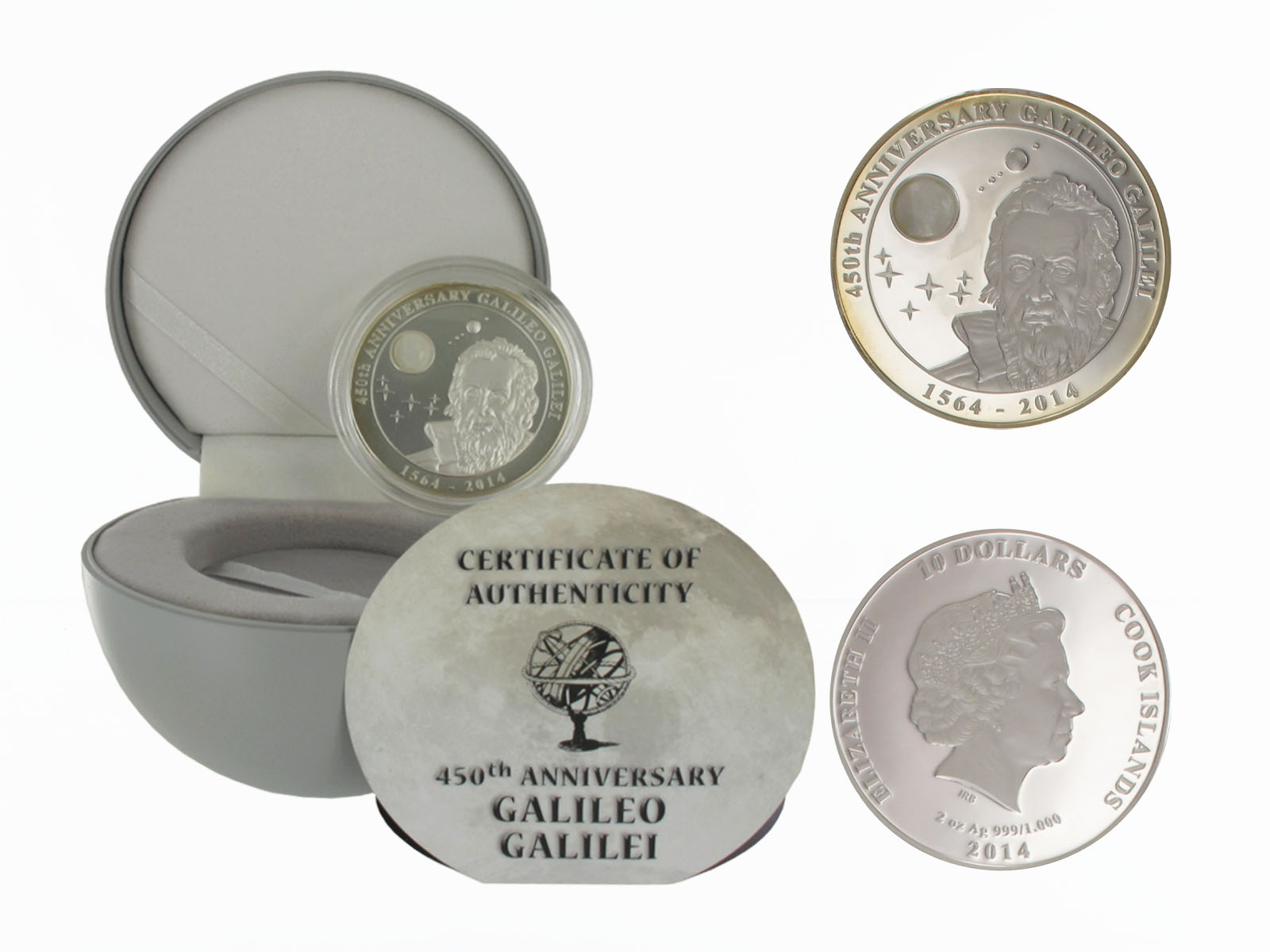 Cook Islands 10$ Galileo Galilei 2014, 2 oz  Silber