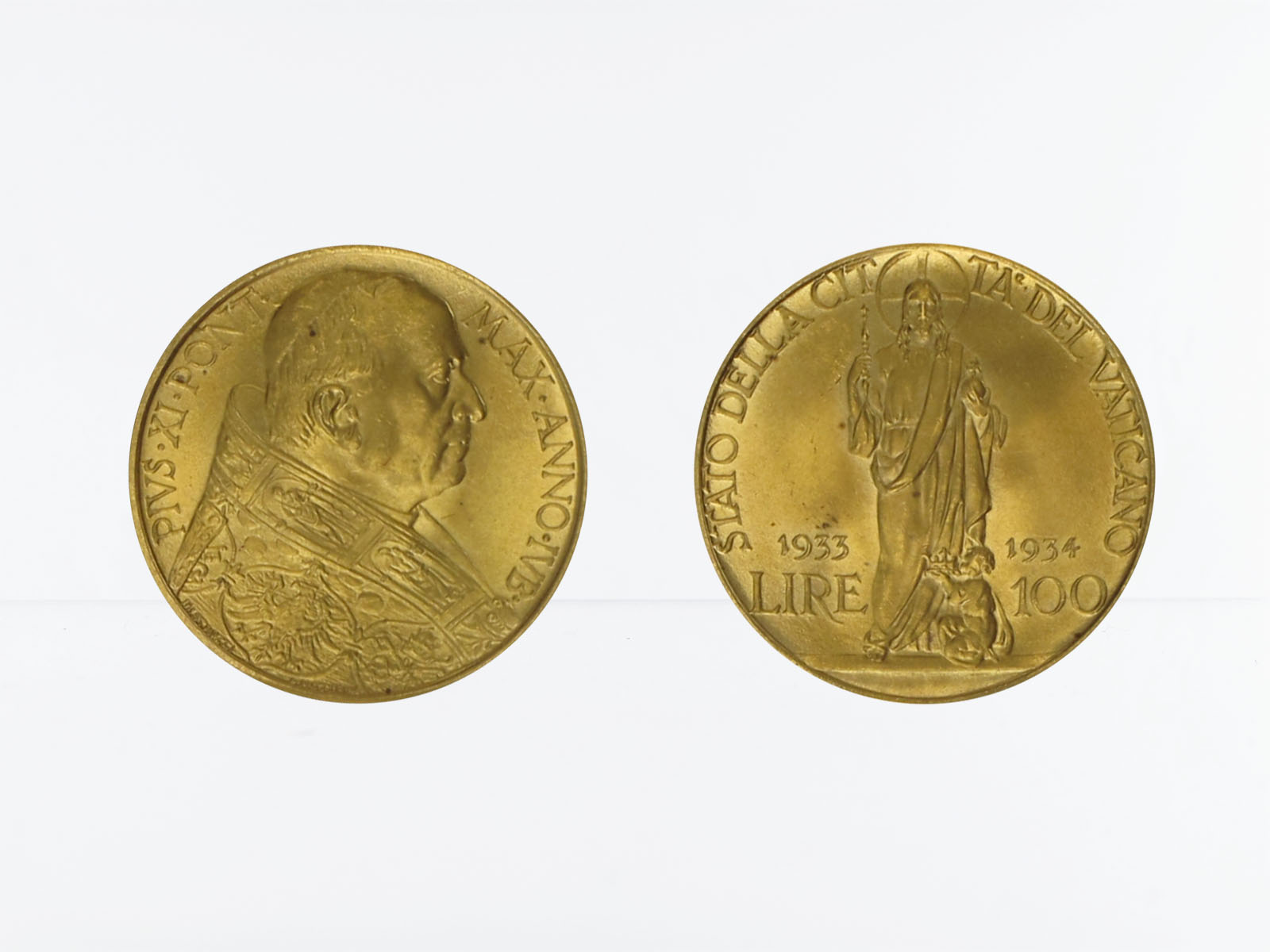 Vatikan 100 Lire Gold, 1933-34, Pius XII.