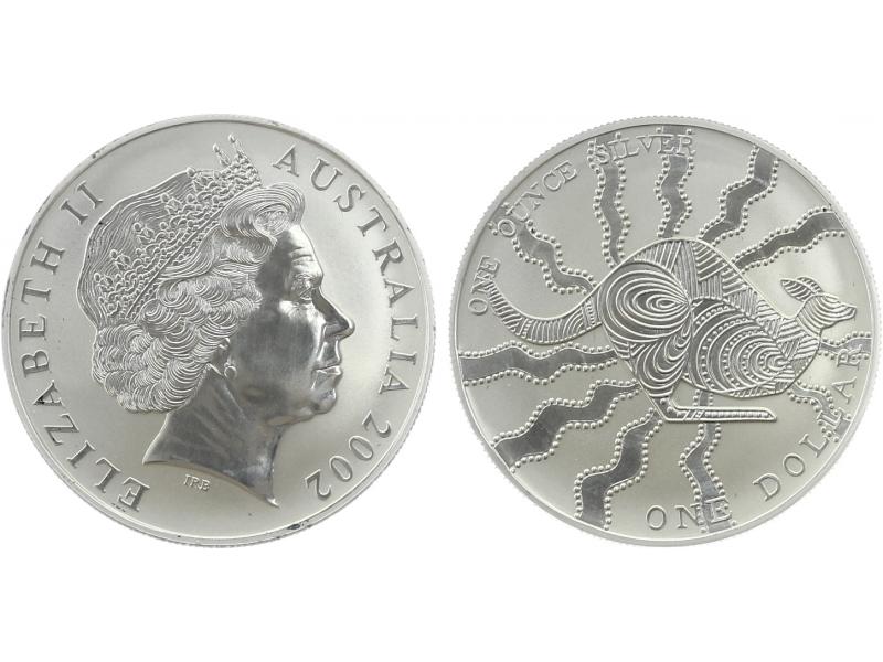 Australien 1$ Känguru 2002, 1 oz  Silber