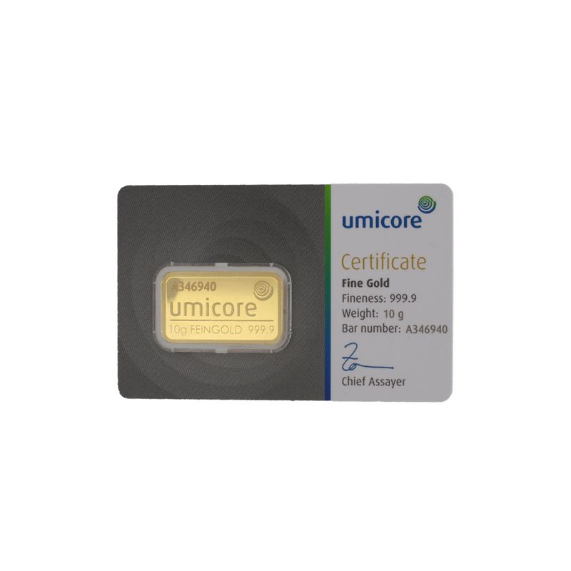 10 Gramm Goldbarren 999,9 Feingold, Zertifikat Hologramm