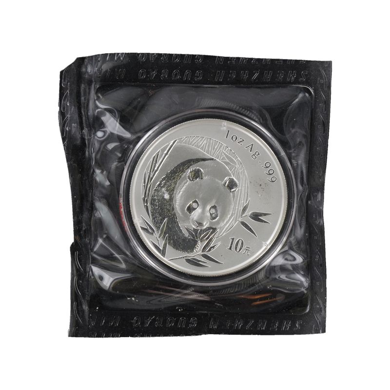 China 10 Yu Panda  2003, 1 oz  Silber Folie