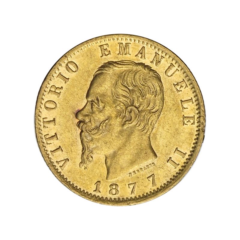 Italien Emanuele II . 1877, 20 Lire Gold 