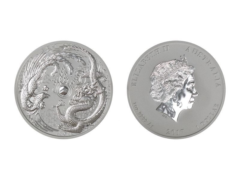 Australien 1$ Dragon + Phoenix 2017, 1 oz  Silber