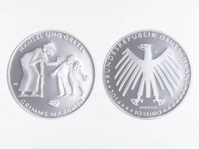 Grimms Märchen Hänsel +Gretel 10 € Silber 2014, PP