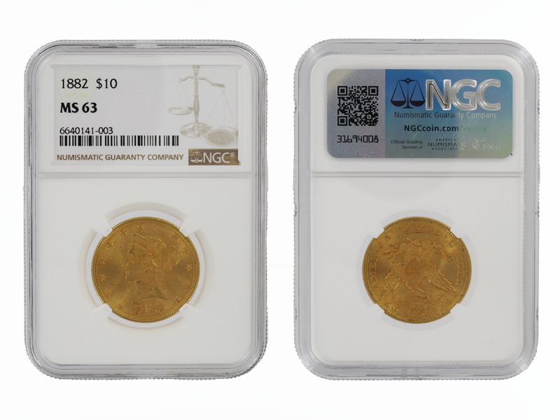 USA 10 Dollars Gold Eagle/Kopf 1882, Slab NGC MS63