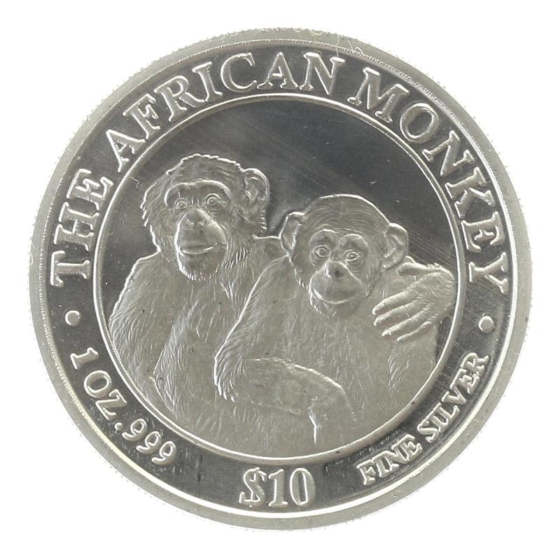 Somalia 10 $  Affe  2000, 1 Unze Somalia 10 $  Affe  2000, 1 Unze