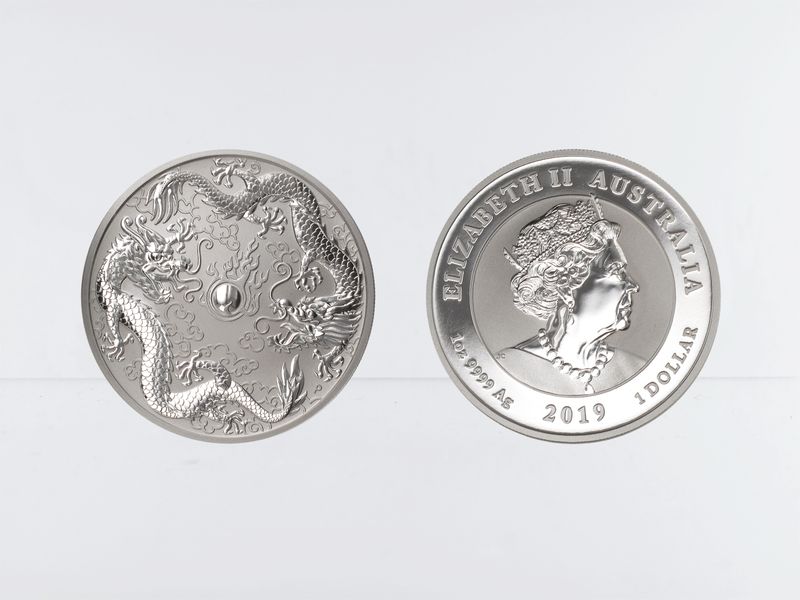 Australien 1$ Double Dragon 2019, 1 oz  Silber