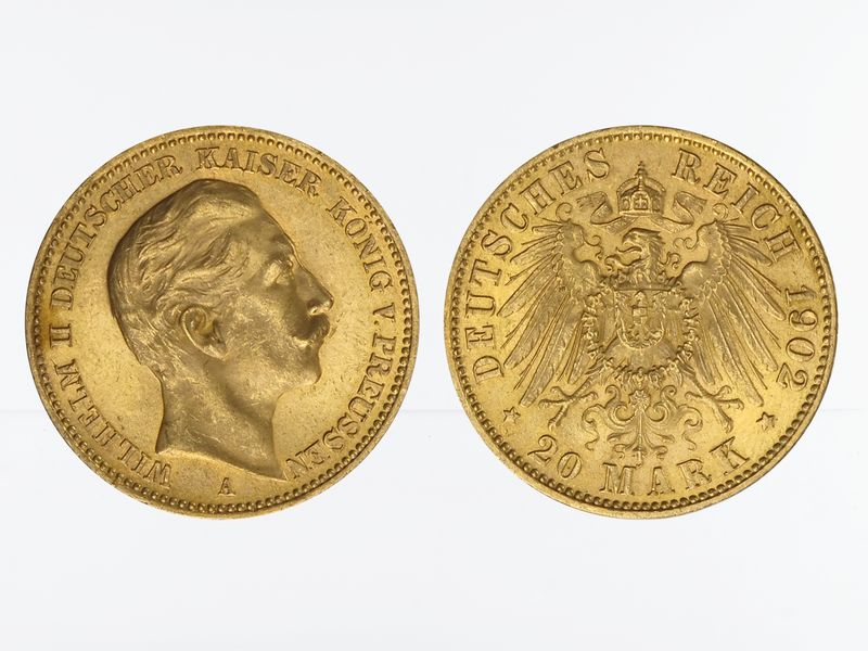 Preussen, 20 Mark Gold, Wilhelm II, 1902 A , Jg. 252