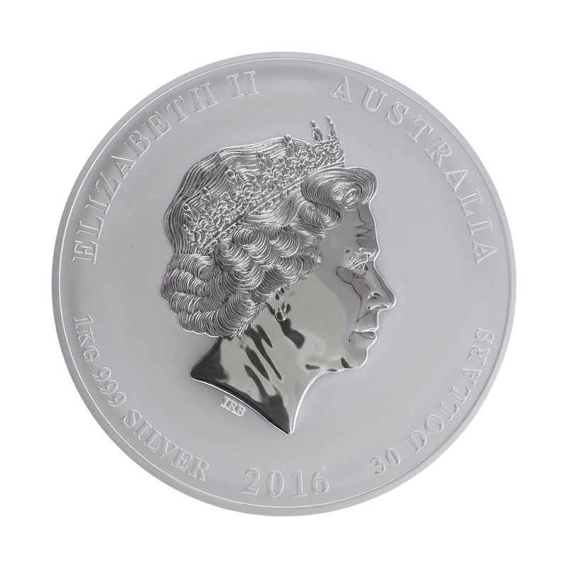 Australien 30 $ Affe Lunar II  2016, 1 Kilo  Silber
