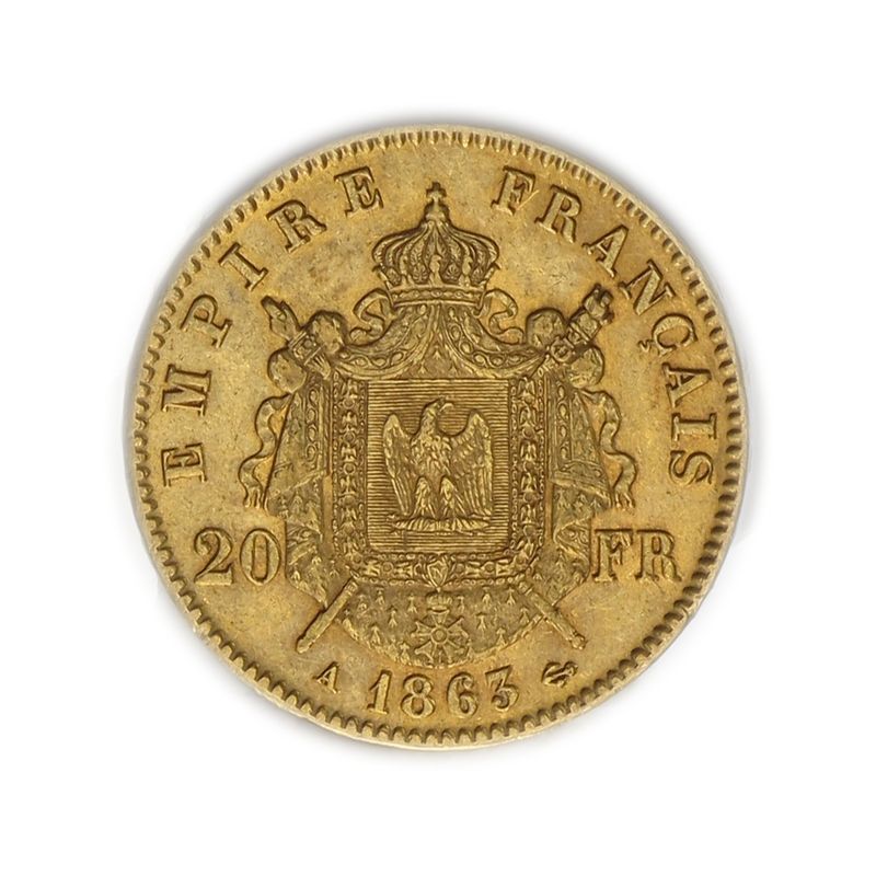 Frankreich 20 Fr. Napoleon III/  Wappen  1863 A