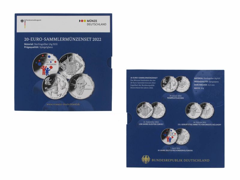 20 € Gedenkmünzenset 2022 (4) Blister kpl. PP