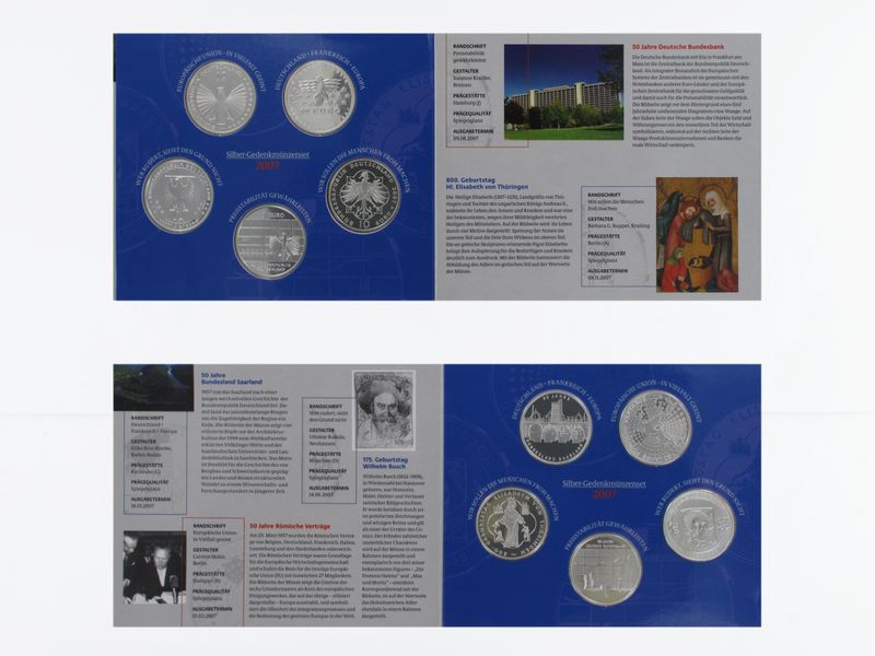 10 € Gedenkmünzenset 2007 (5) Blister kpl. PP