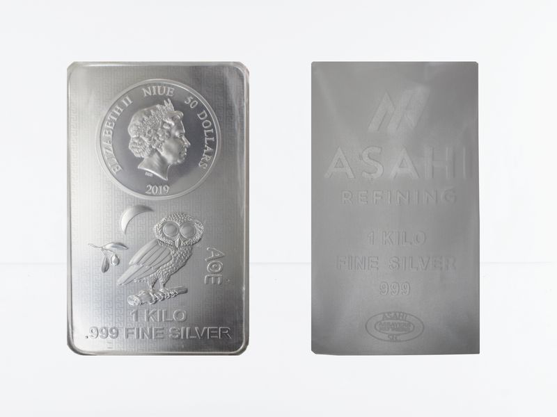 Niue 50 $. Münzbarren Eule, 1 Kg Silber