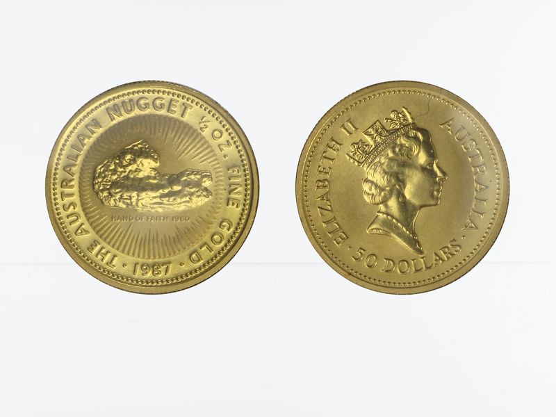 Australien 50 $ Nugget Känguru, 1/2 Unze  1987