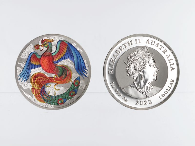 Australien 1$ Phoenix 2022 coloriert, 1 oz  Silber