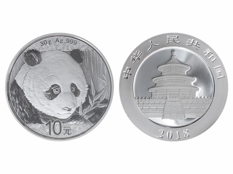 China 10 Yu Panda  2018,   Silber