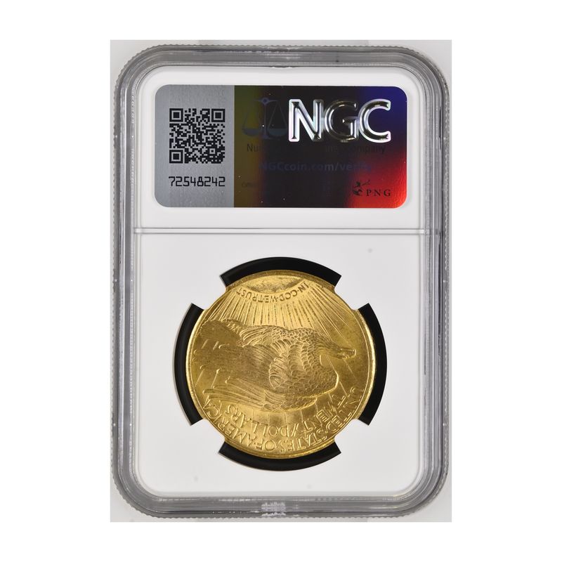 USA 20 Dollars Gold Eagle/Statue 1924 Motto, Slab NGC MS64