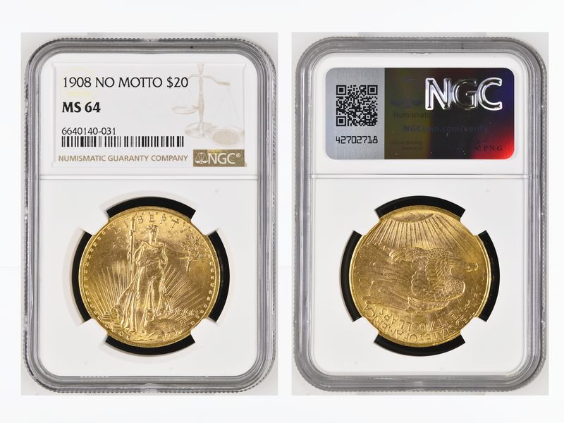 USA 20 Dollars Gold Eagle/Statue 1908, Slab NGC MS64