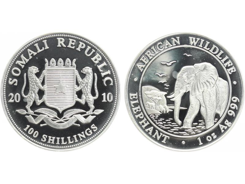 Somalia 100 Sh. Elefant  2010, 1 Unze