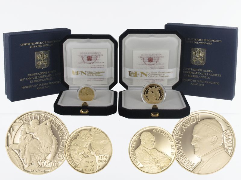 Vatikan 20 €+50 € Gold, 2014, Michelangelo-Set,