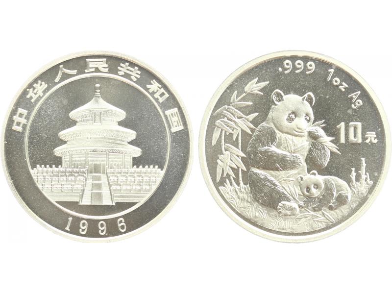 China 10 Yu Panda  1996 (Typ 1), 1 oz  Silber