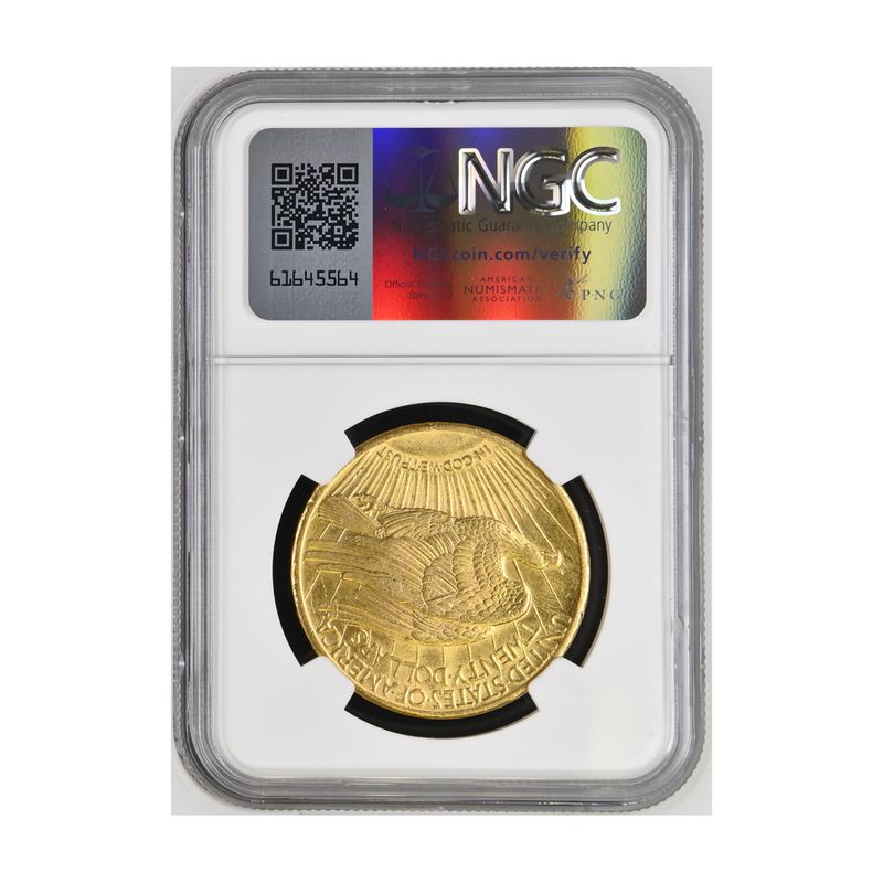 USA 20 Dollars Gold Eagle/Statue 1924 Motto, Slab NGC MS63