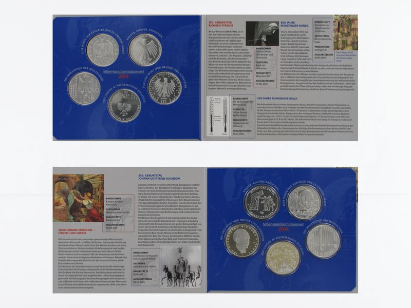 10 € Gedenkmünzenset 2014 (5) Blister kpl. PP