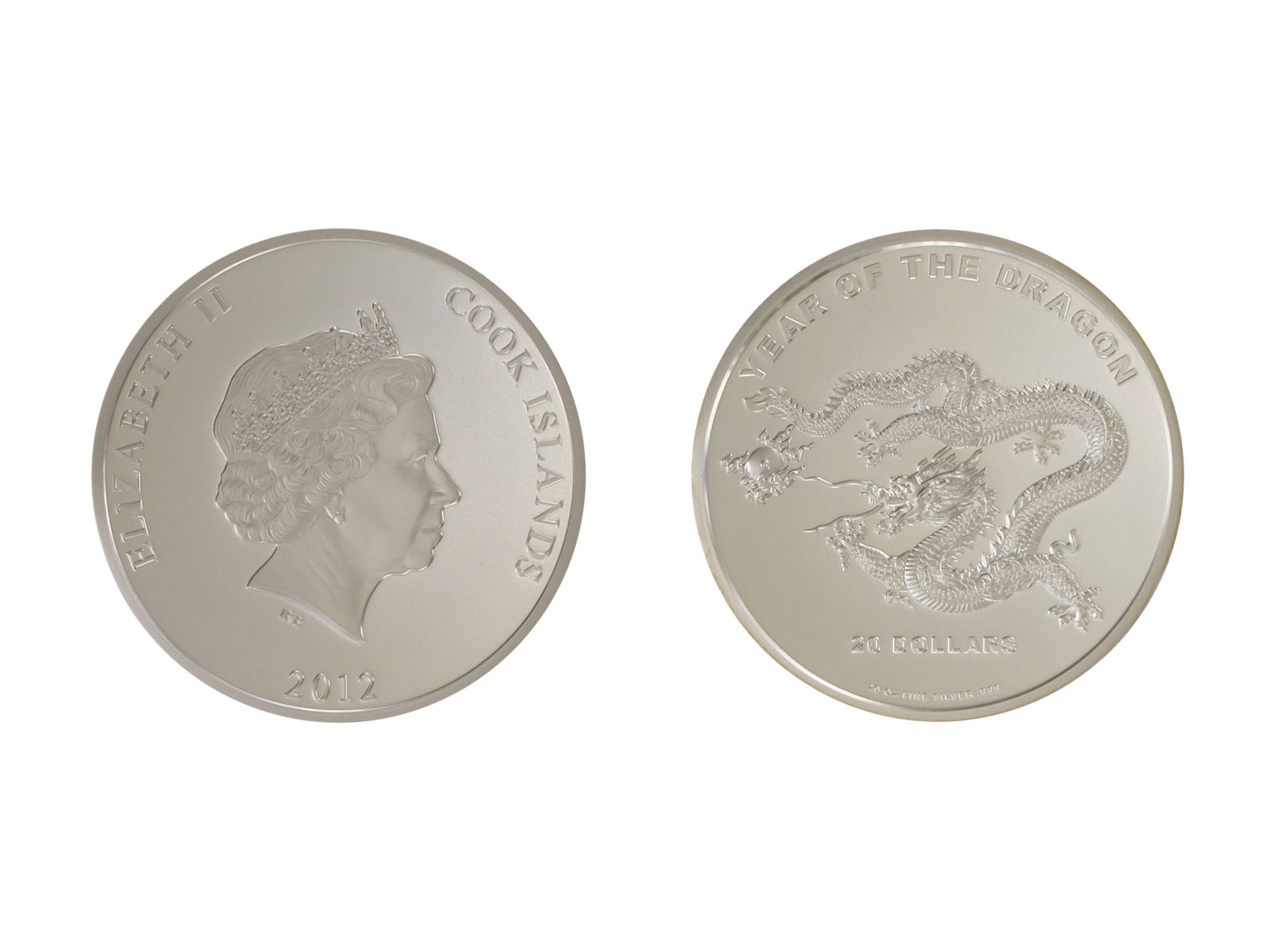 Cook Islands 20$ Lunar II Drache 2012, 20 oz  Silber