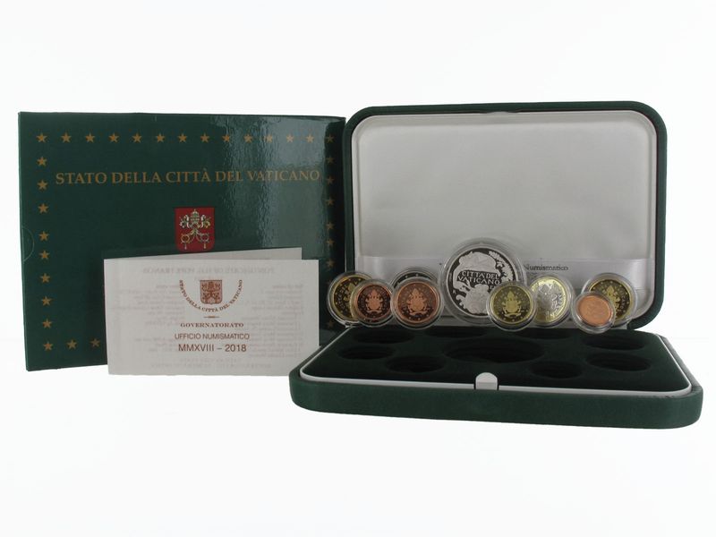 Vatikan original KMS, 2018 PP, + 20€ Silbermünze