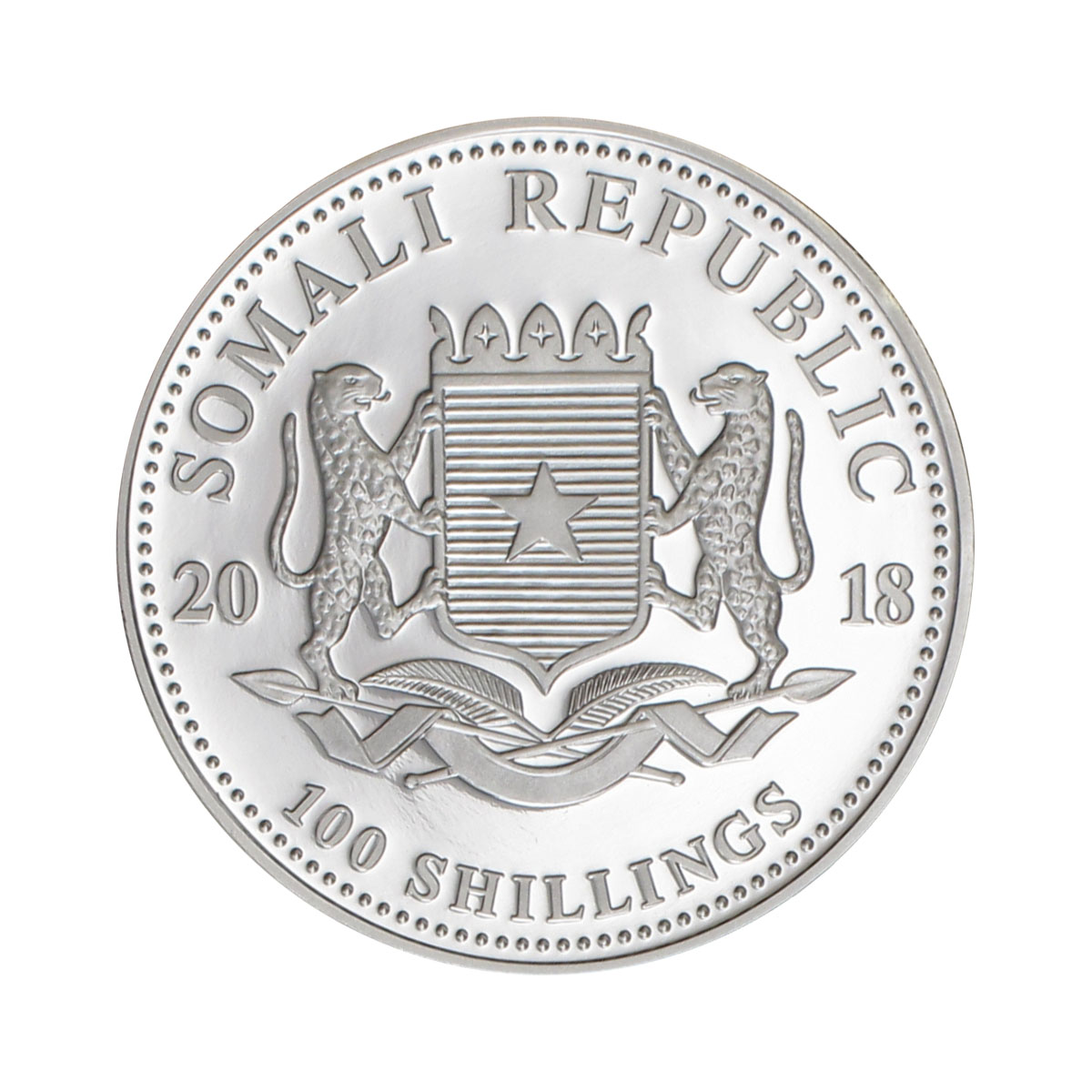 Somalia 100 Sh. Elefant 2018 Jubiläum 15 Jahre, 1 Unze