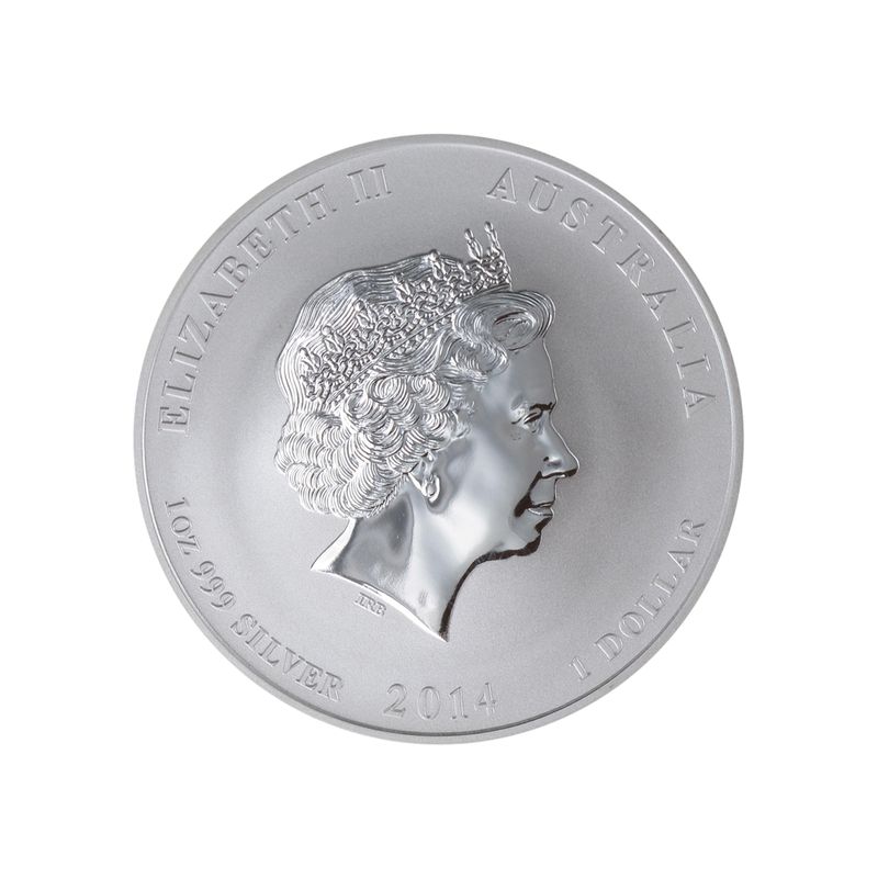 Australien 1$ Pferd Lunar II  2014, 1 oz  , Privy Mark Löwe, 