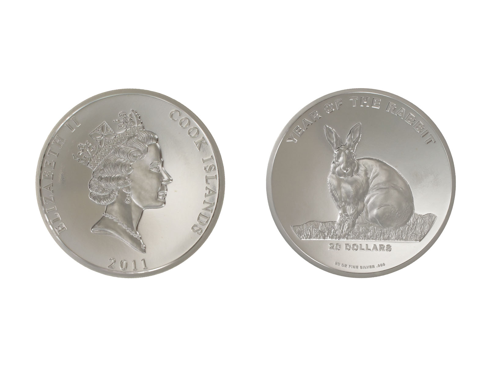 Cook Islands 20$ Lunar II Hase 2011, 20 oz  Silber