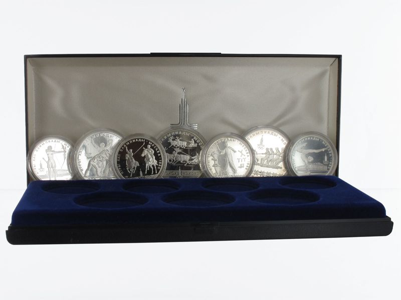 Russland Olympiade Moskau 1980 Set  3x 10 Rubel+ 4x 5 Rubel PP