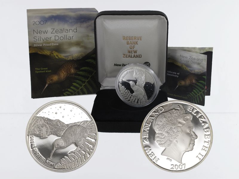 Neuseeland 1$ Kiwi 2007, 1 oz  Silber proof (B+C)