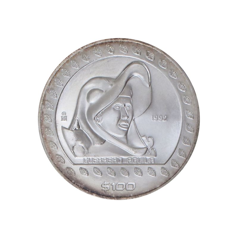 Mexiko Azteken, Adlerkrieger 1992, 100 Pesos Silber Mexiko Azteken, Adlerkrieger 1992, 100 Pesos Silber