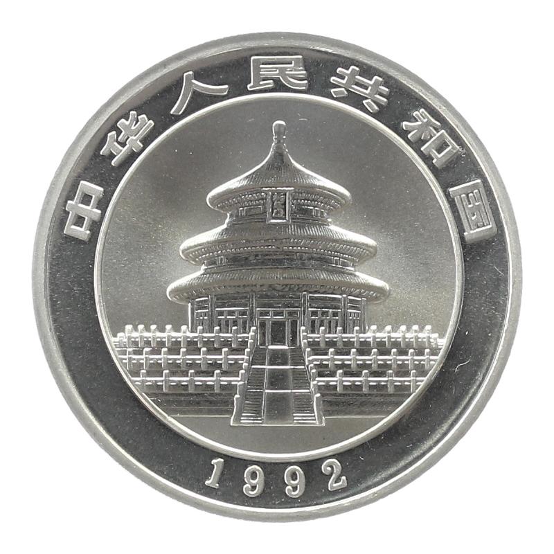 China 10 Yu Panda  1992 (Typ 2), 1 oz  Silber