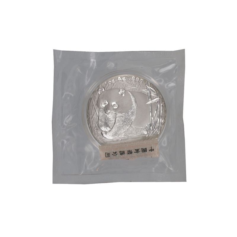 China 10 Yu Panda  2002, 1oz Silber Folie mit Kontrollzettel