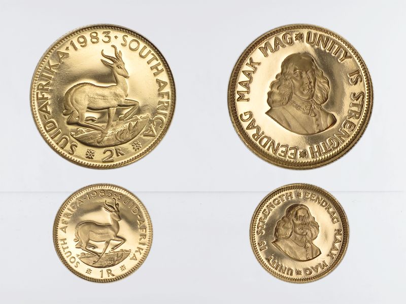 Südafrika Jan van Riebeeck 1983, 1 + 2 Rand Münzen PP Südafrika Jan van Riebeeck 1983, 1 + 2 Rand Münzen PP