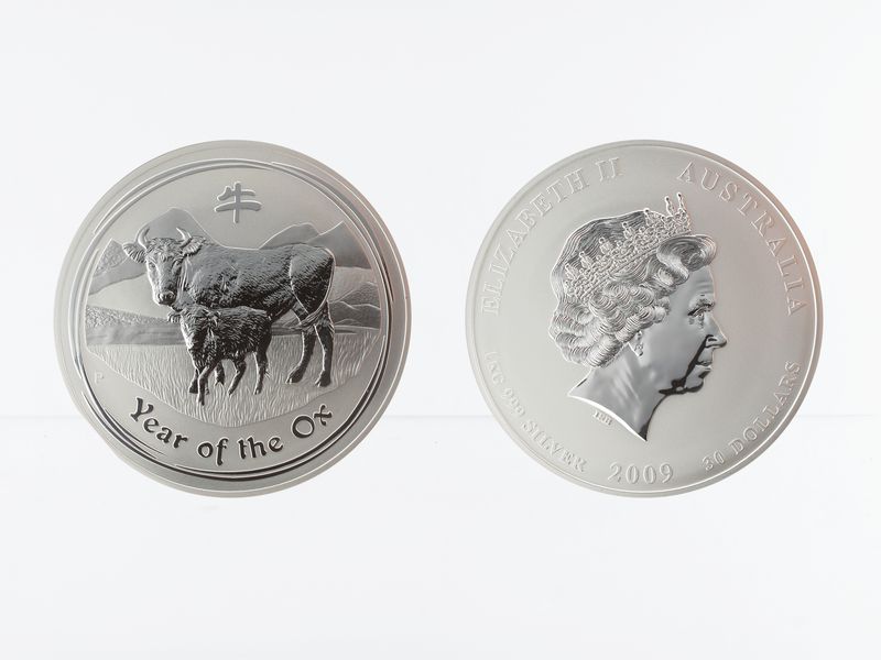 Australien 30 $ Ochse Lunar II  2009, 1 Kilo Kg  Silber