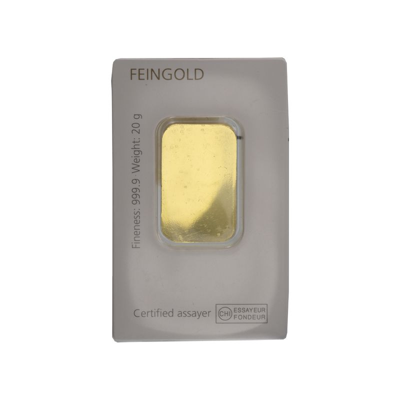 20 Gramm Goldbarren 999,9 Feingold, Zertifikat