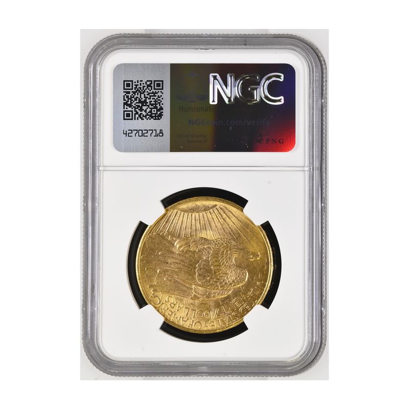 USA 20 Dollars Gold Eagle/Statue 1908, Slab NGC MS64