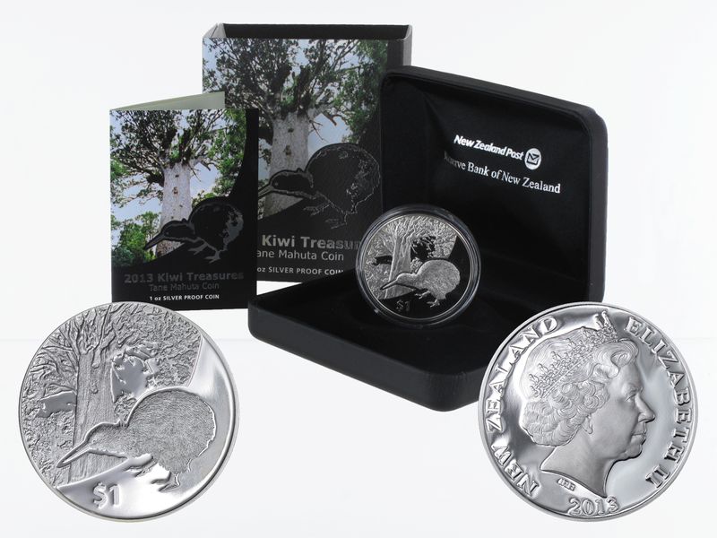 Neuseeland 1$ Kiwi 2013, 1 oz  Silber proof (B+C)